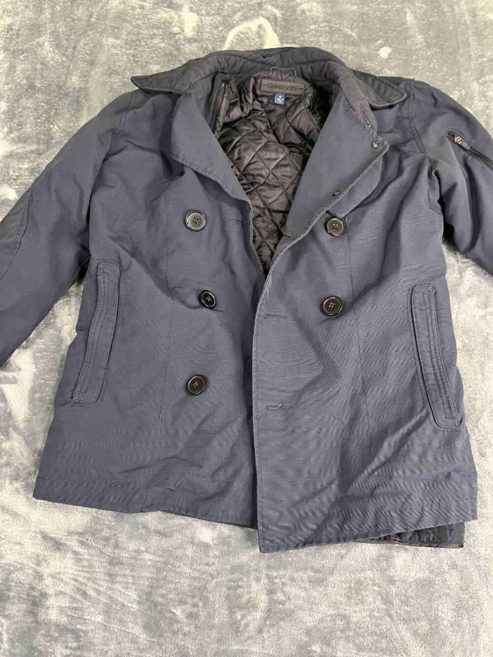 Samsonite Mens Quilted Navy Double-Breasted Jacket M